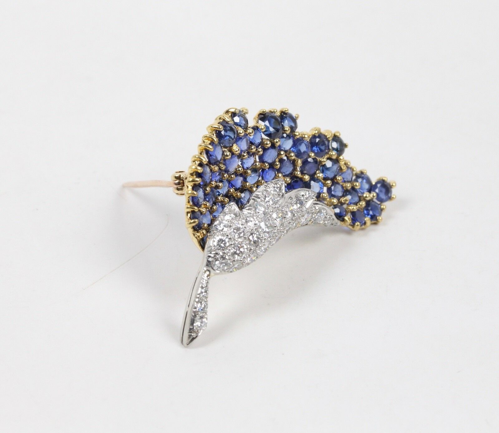 Vintage 18K Sapphire & Diamond Brooch