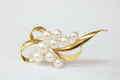 Vintage Mikimoto 18K Yellow Gold Akoya Pearls Brooch