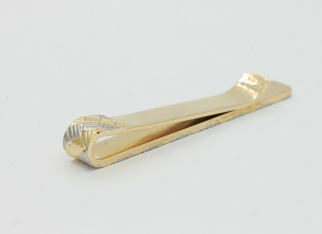 Vintage Tiffany and Co. Diagonally Checkered 18K Yellow White Gold Money Clip