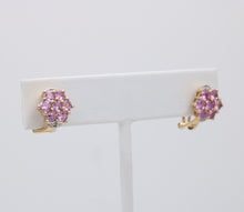 Load image into Gallery viewer, Vintage Pink Tourmaline Diamonds 10K Yellow White Gold Earrings
