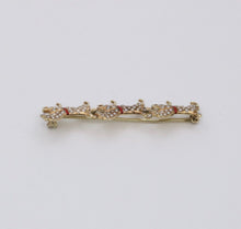 Load image into Gallery viewer, Victorian Percheron Horses Seed Pearls Red Enamel 14K Yellow Gold Brooch
