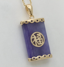 Load image into Gallery viewer, Vintage Lavender Jade 14K Yellow Gold “Lucky Fortune” Pendant
