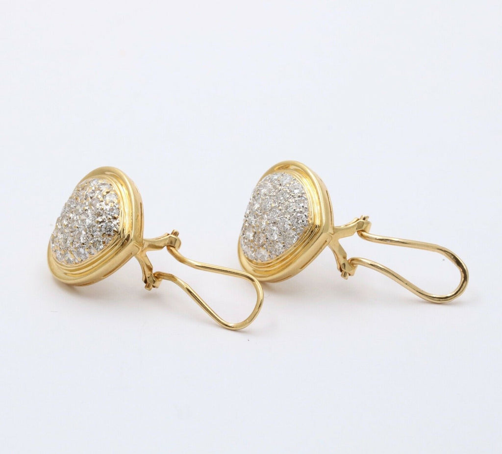 Vintage Heart Diamonds 18K Yellow Gold Earrings