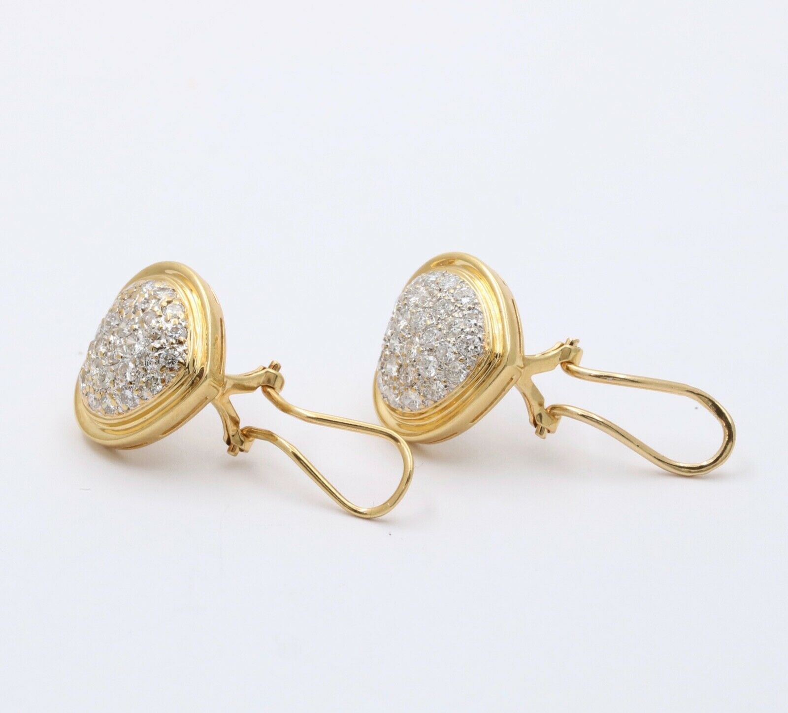 Vintage Heart Diamonds 18K Yellow Gold Earrings
