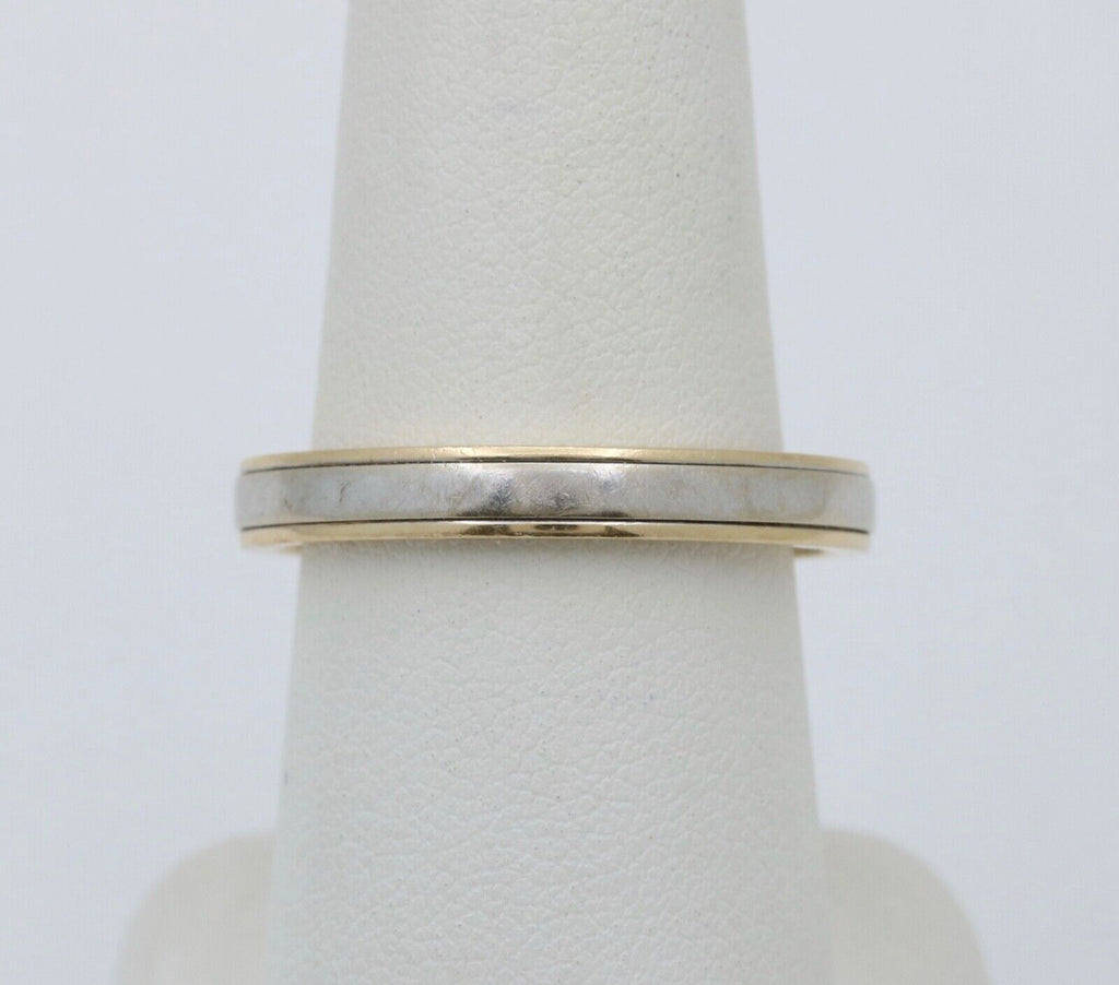 Art Deco Style Men's 14K Yellow White Gold Wedding Band