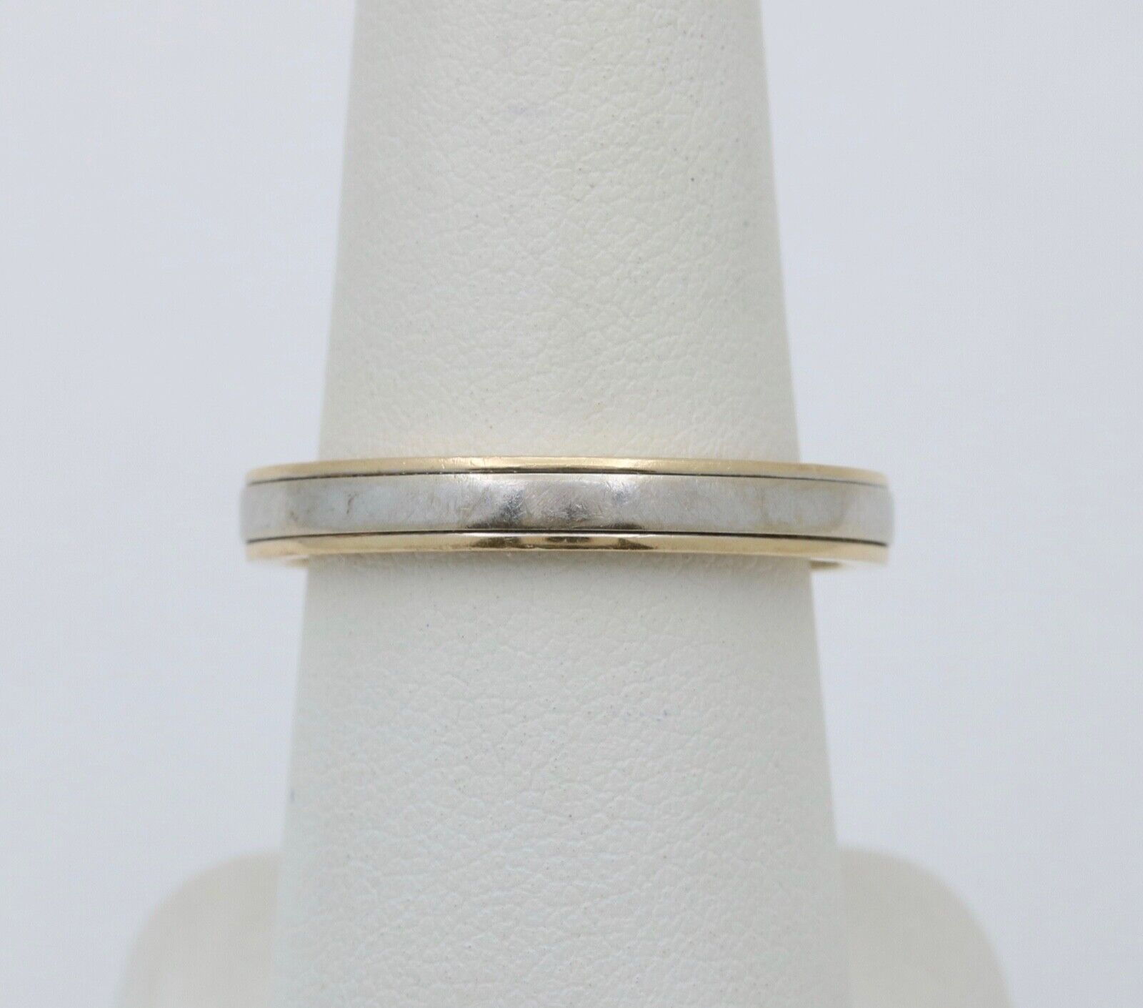 Art Deco Style Men's 14K Yellow White Gold Wedding Band