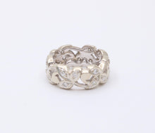 Load image into Gallery viewer, Vintage 14K White Gold Diamond Wide Ring Band.
