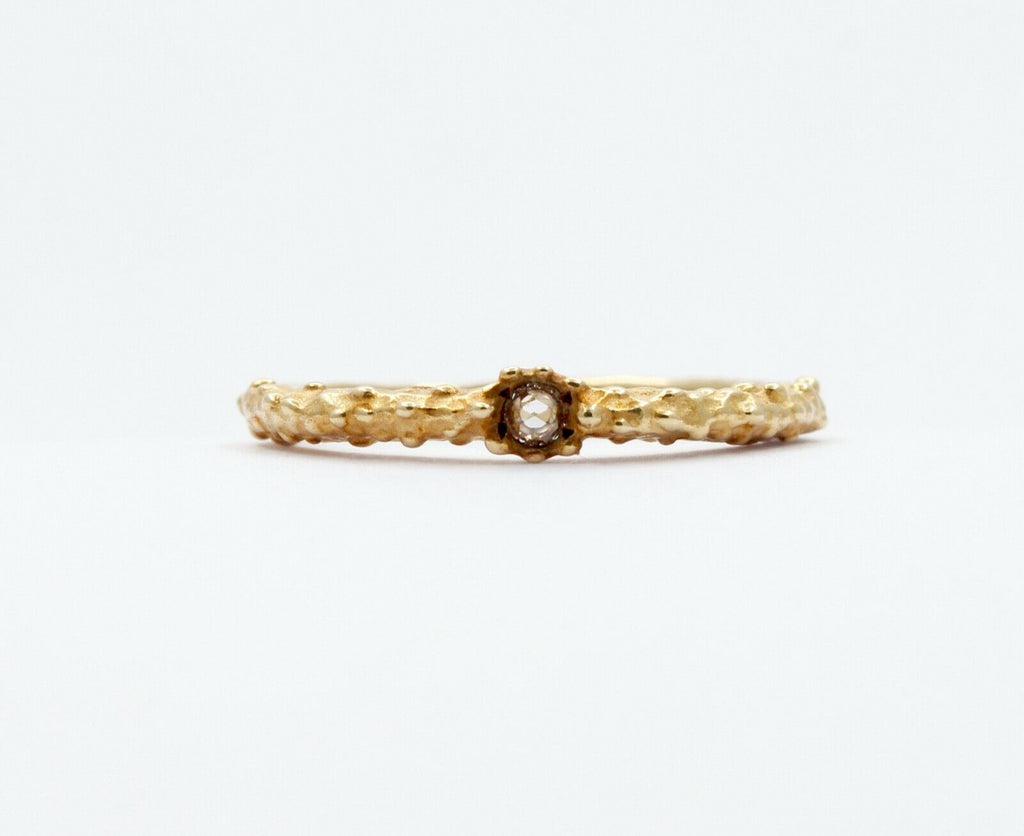Vintage Rustic 14K Rose Cut Diamond Promise Ring