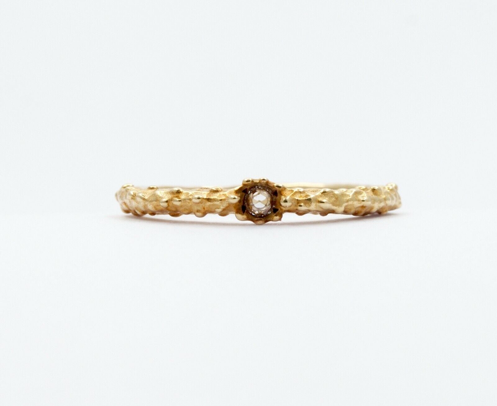 Vintage Rustic 14K Rose Cut Diamond Promise Ring