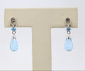 14K White Gold Briolette Blue Topaz  Earrings
