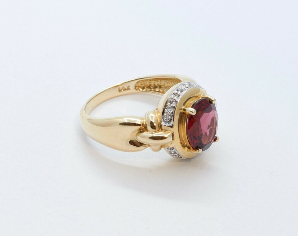 Vintage Tourmaline Diamonds 14K Yellow White Gold Cocktail Ring