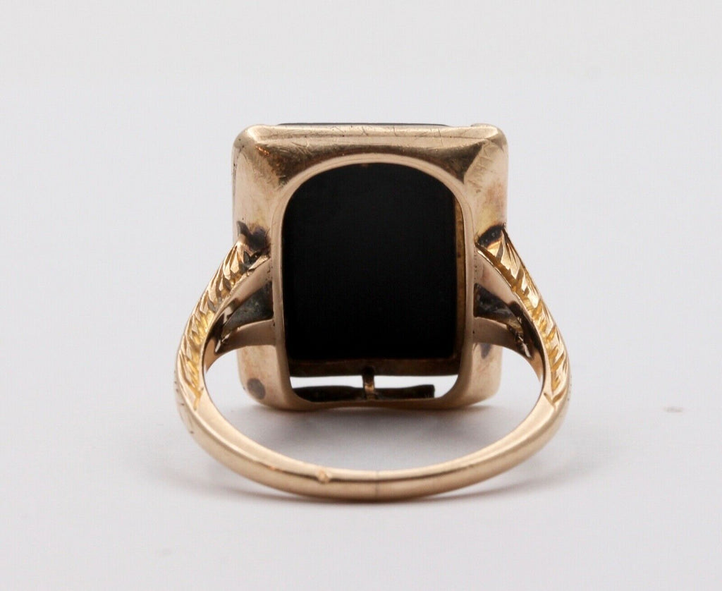 Art Deco Onyx Cameo 10K Yellow Gold Ring