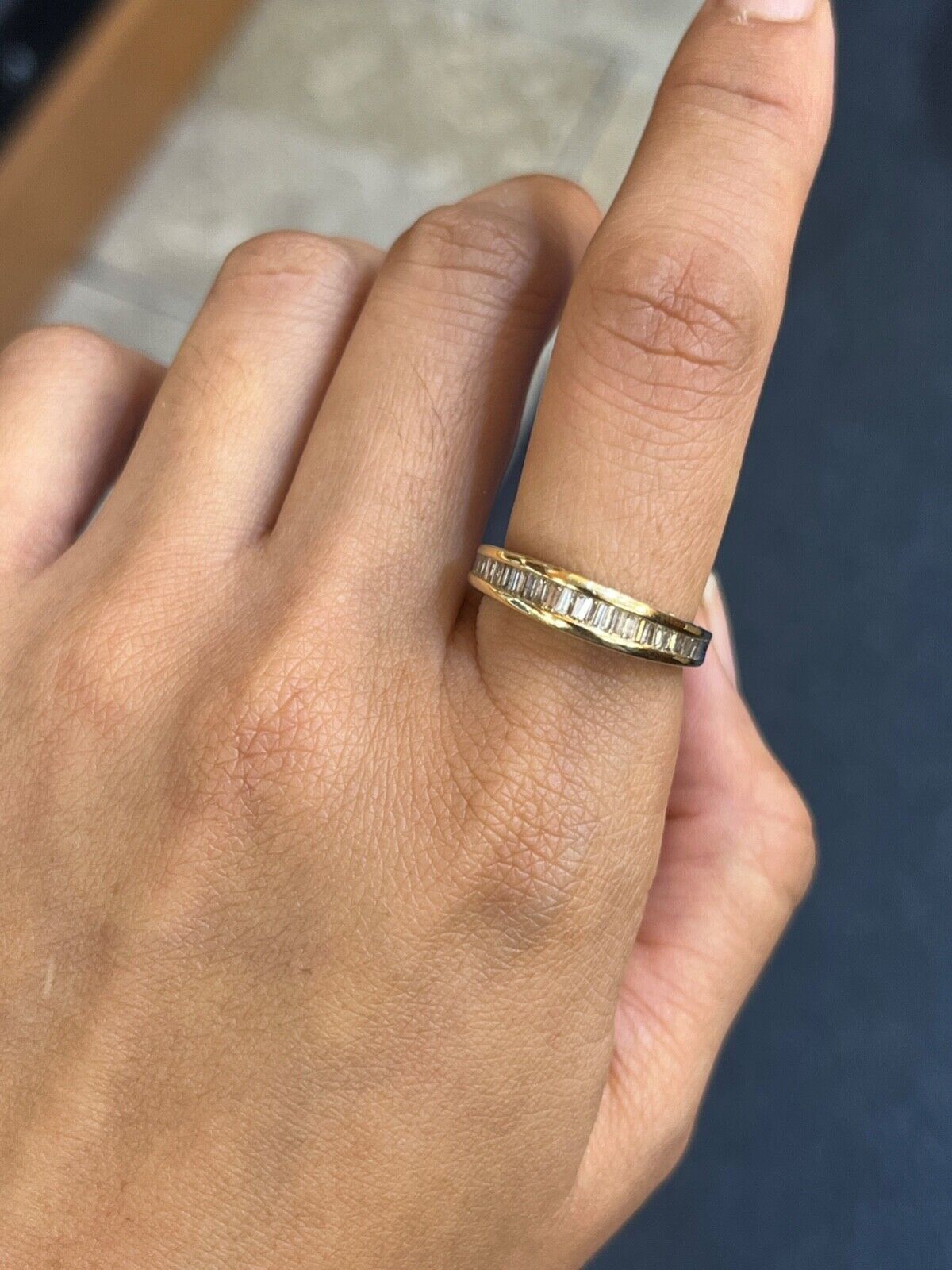 Vintage 14K Gold Diamond Channel Set Ring Band