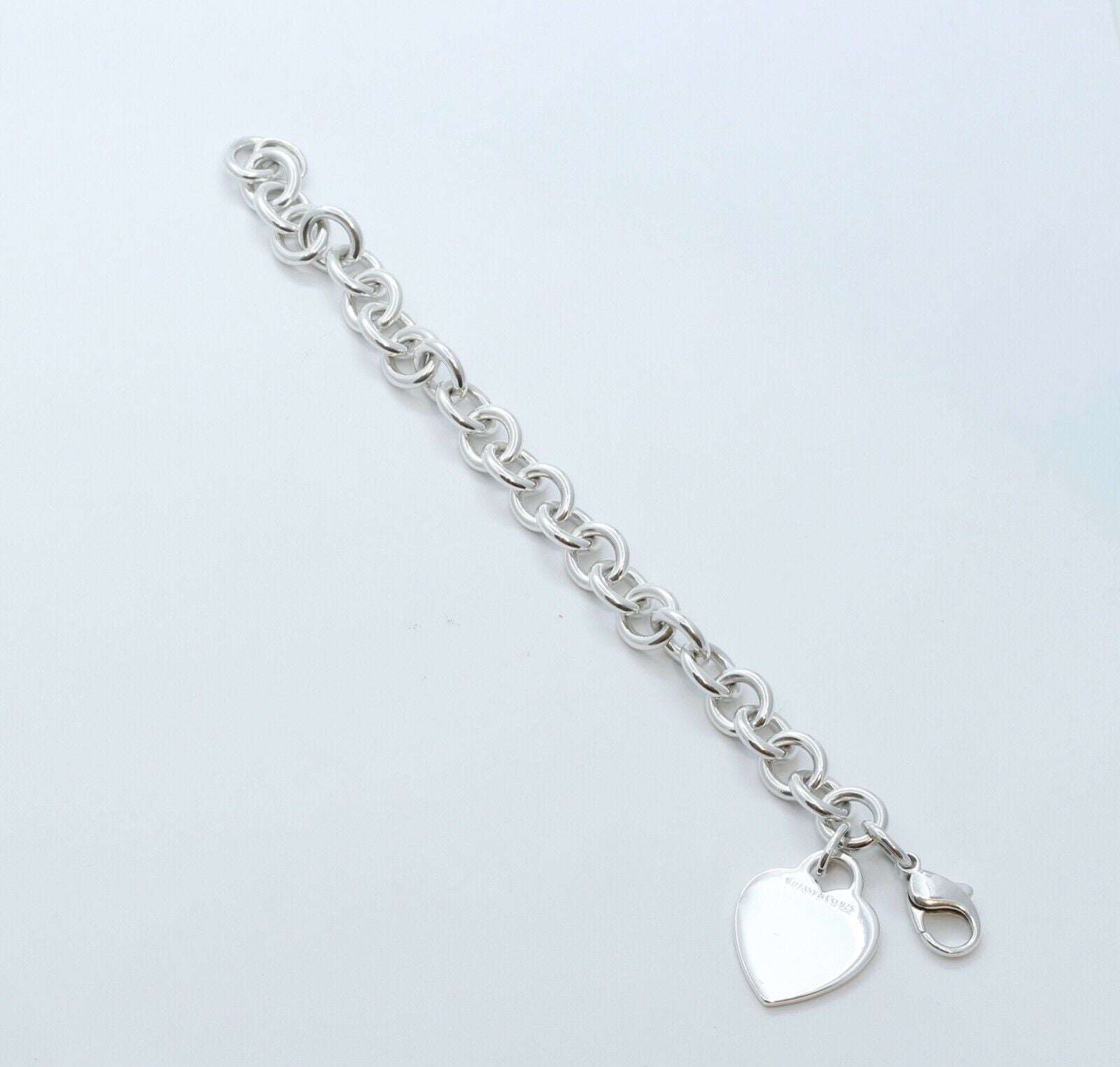 Tiffany and Co.  Heart Tag Charm Bracelet 925 Sterling Silver