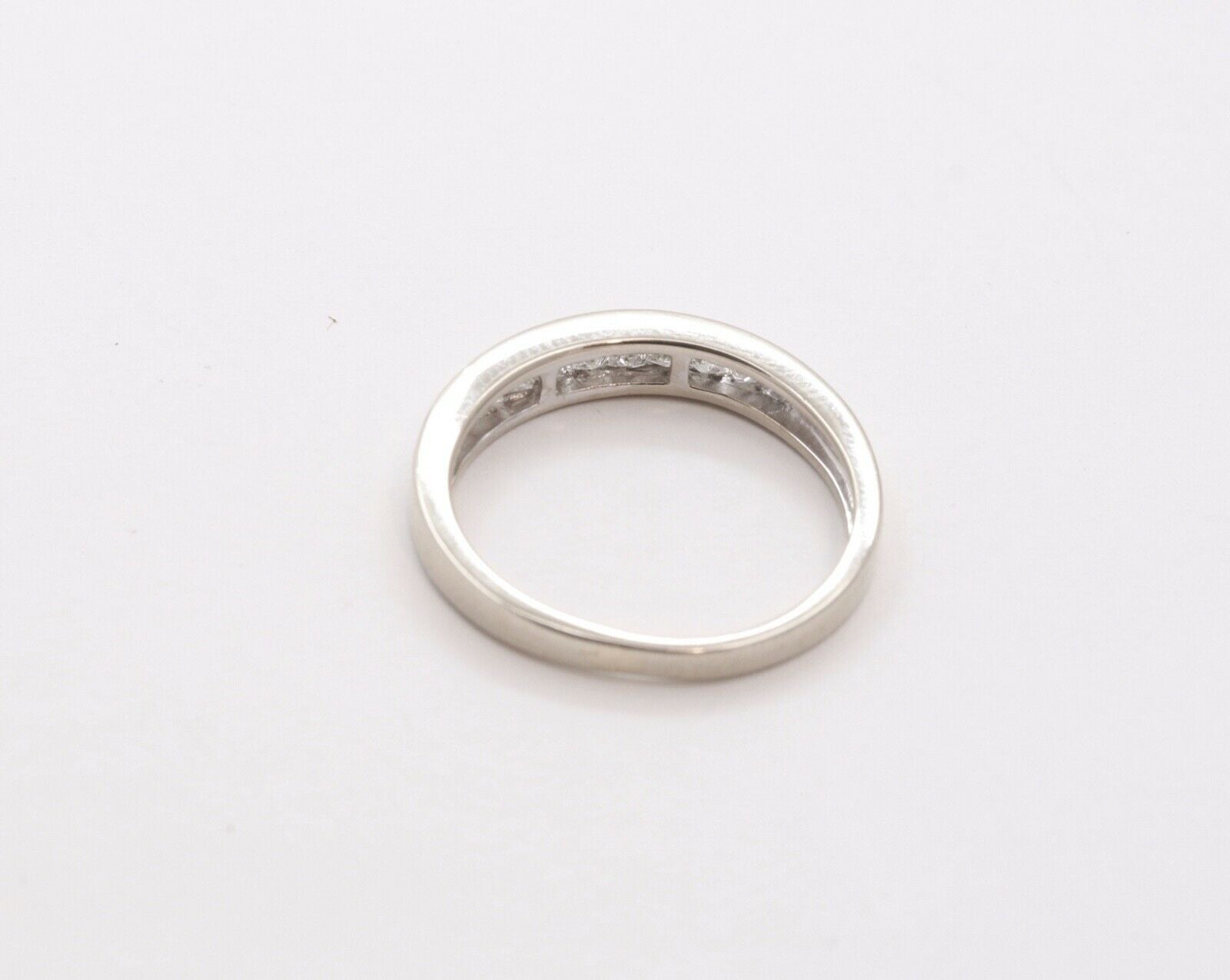 Vintage Ladies Diamonds 14K White Gold Wedding Band Stacking