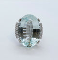 Vintage Aquamarine Diamonds 14K White Gold Ring