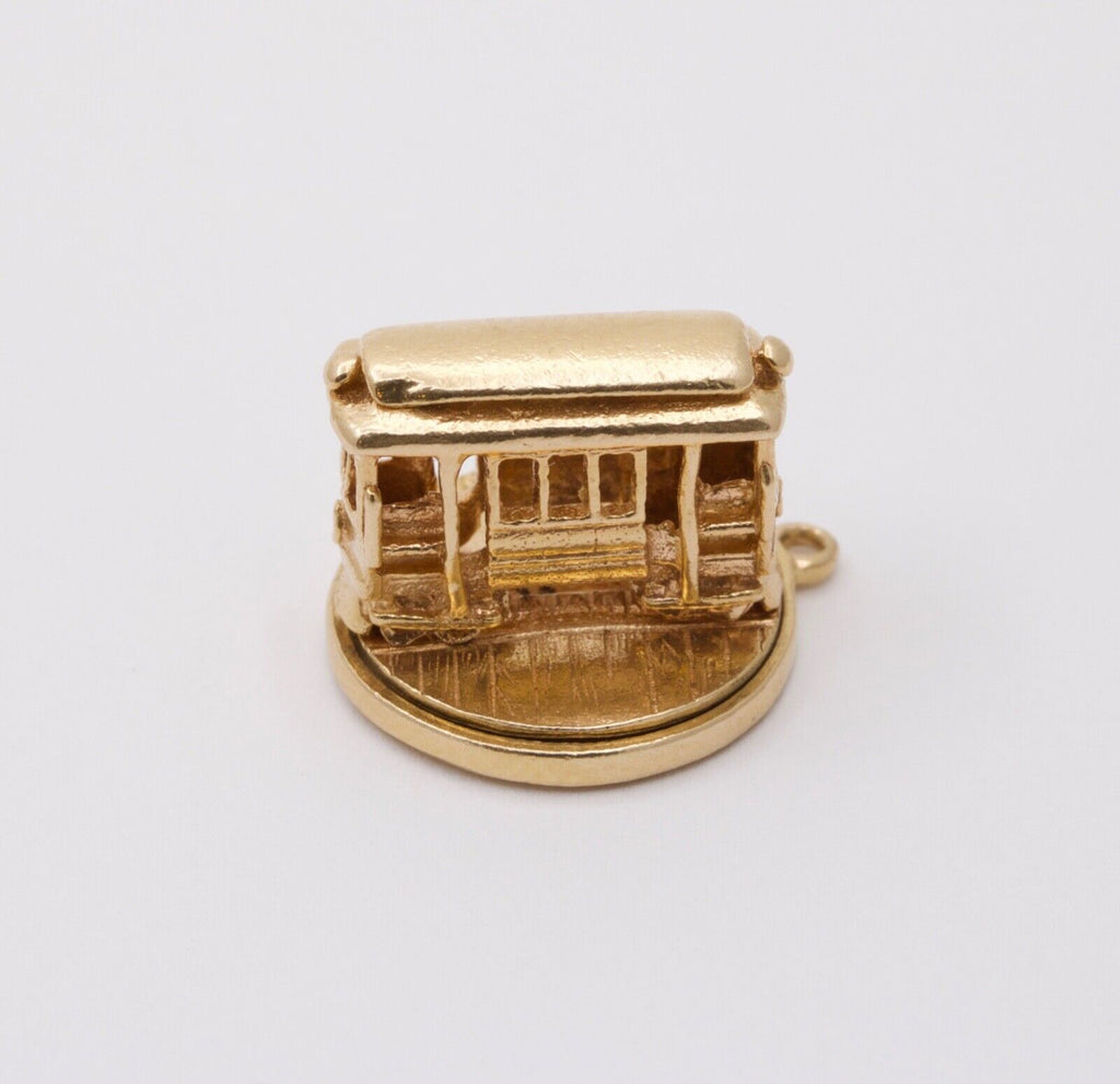 Vintage 14K Yellow Gold Movable Trolley Train Charm