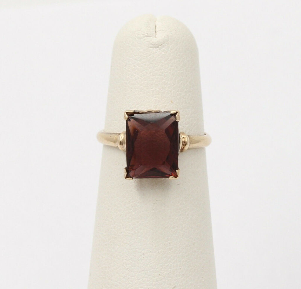 Vintage 10K Yellow Gold Rubellite Tourmaline Ring, Cocktail Ring.