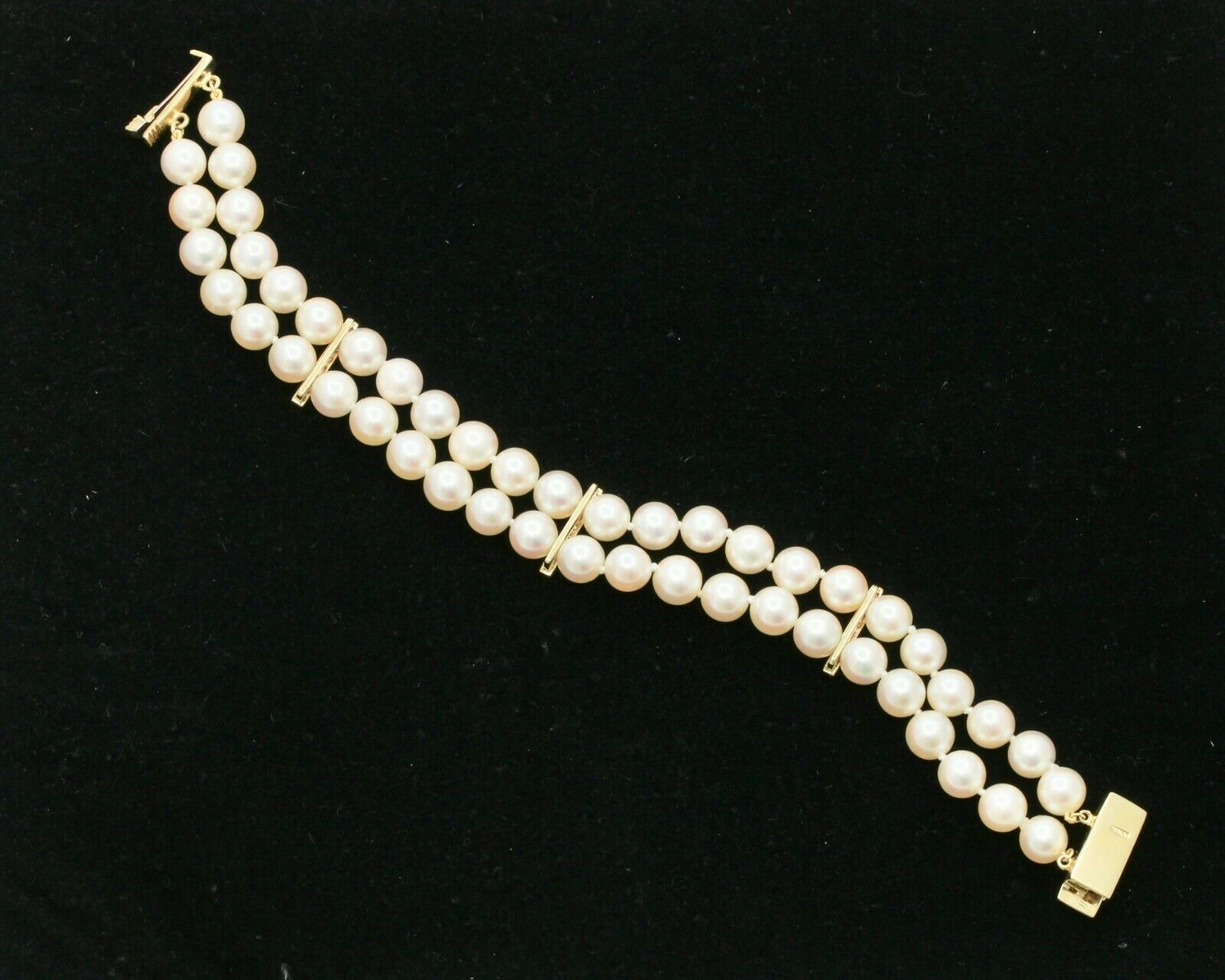 Vintage 18K Yellow Gold Pearl Diamond Bracelet