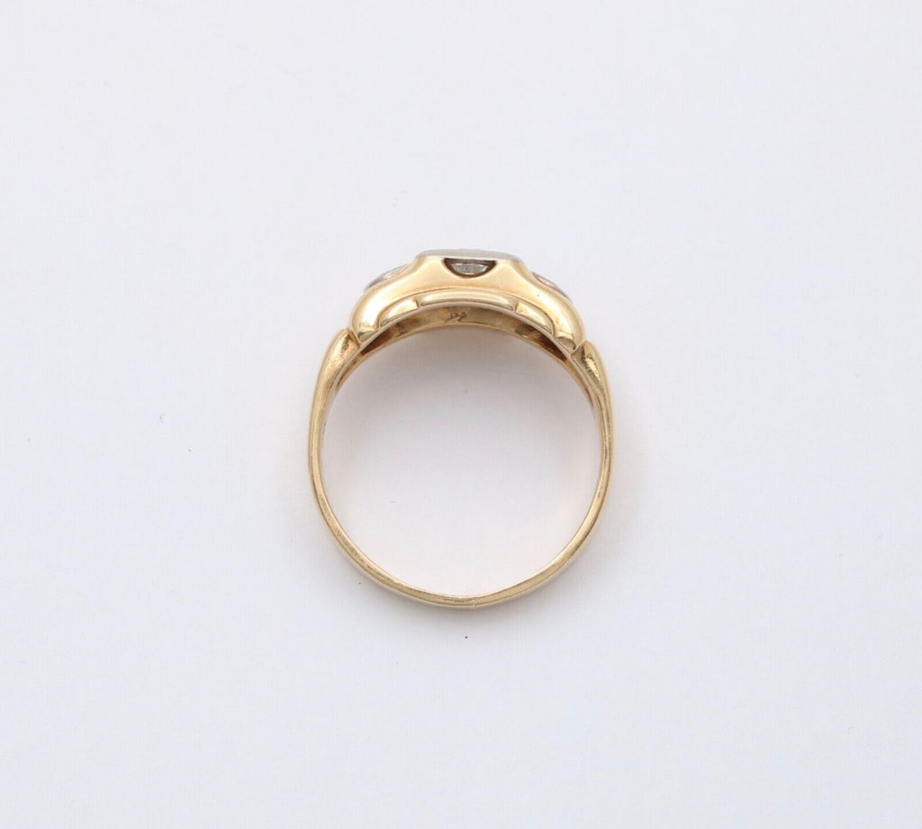 Vintage 14K Two Tone Gold Diamond Ring Band. Unisex Ring.