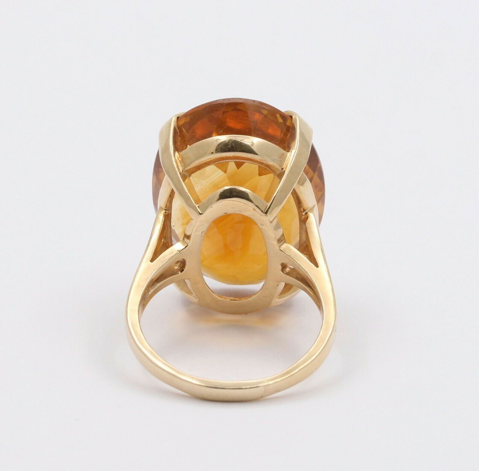 Large Vintage 14K Yellow Gold Citrine Statement Ring