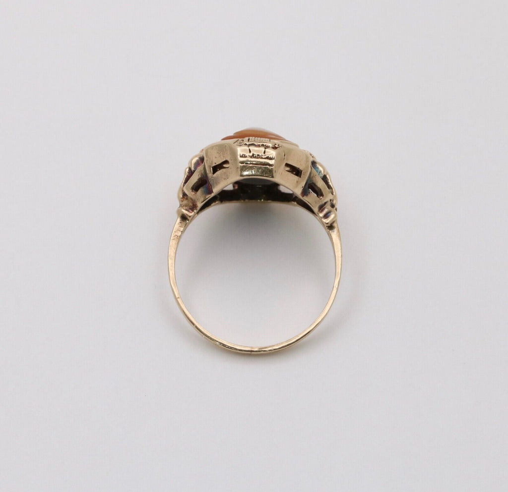Antique Reversible Cameo and Onyx 10K Yellow Gold Ring