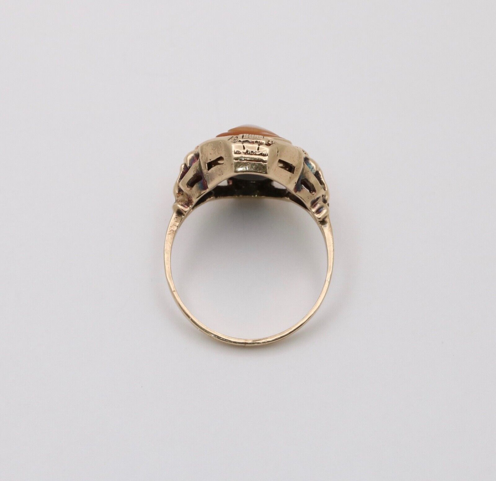 Antique Reversible Cameo and Onyx 10K Yellow Gold Ring
