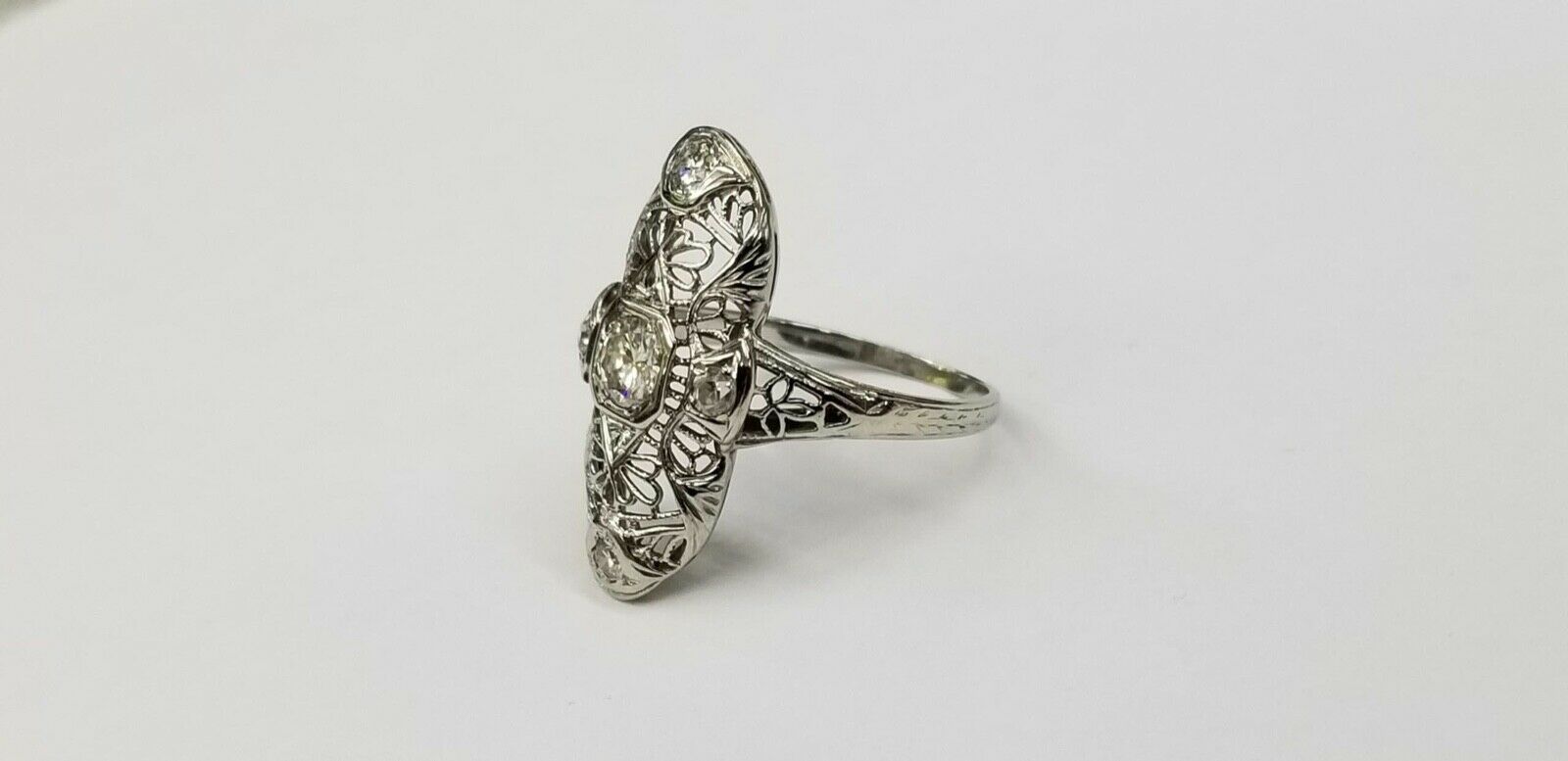 Art Deco Ladies Diamonds Sapphires Platinum Ring