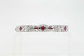 Vintage Ladies Diamonds Rubies 14K White Gold Bracelet