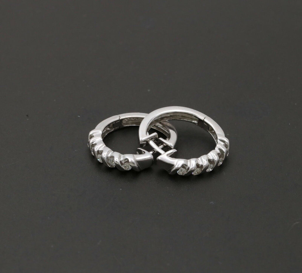 Classic Petite 14K White Gold Diamond Huggie Earrings
