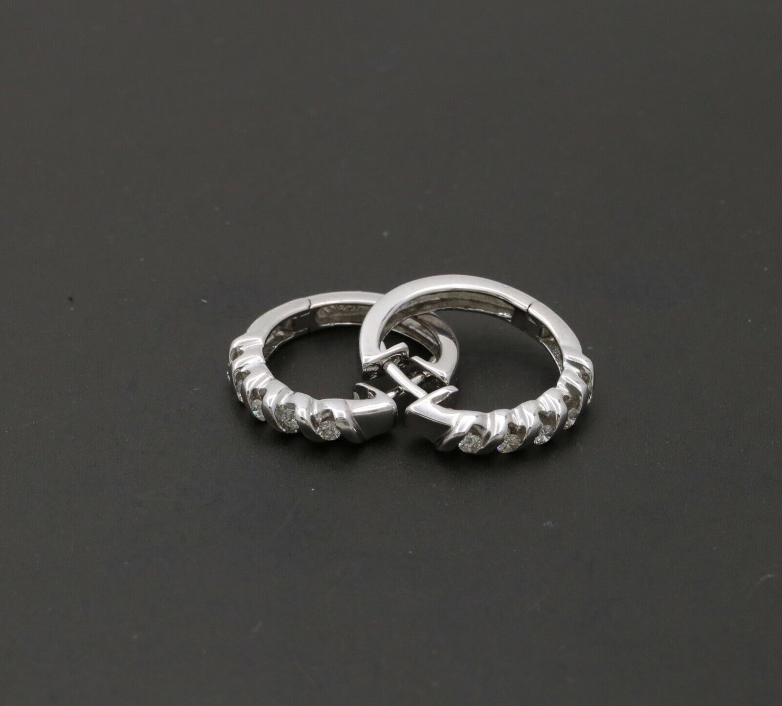 Classic Petite 14K White Gold Diamond Huggie Earrings