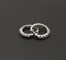 Load image into Gallery viewer, Classic Petite 14K White Gold Diamond Huggie Earrings
