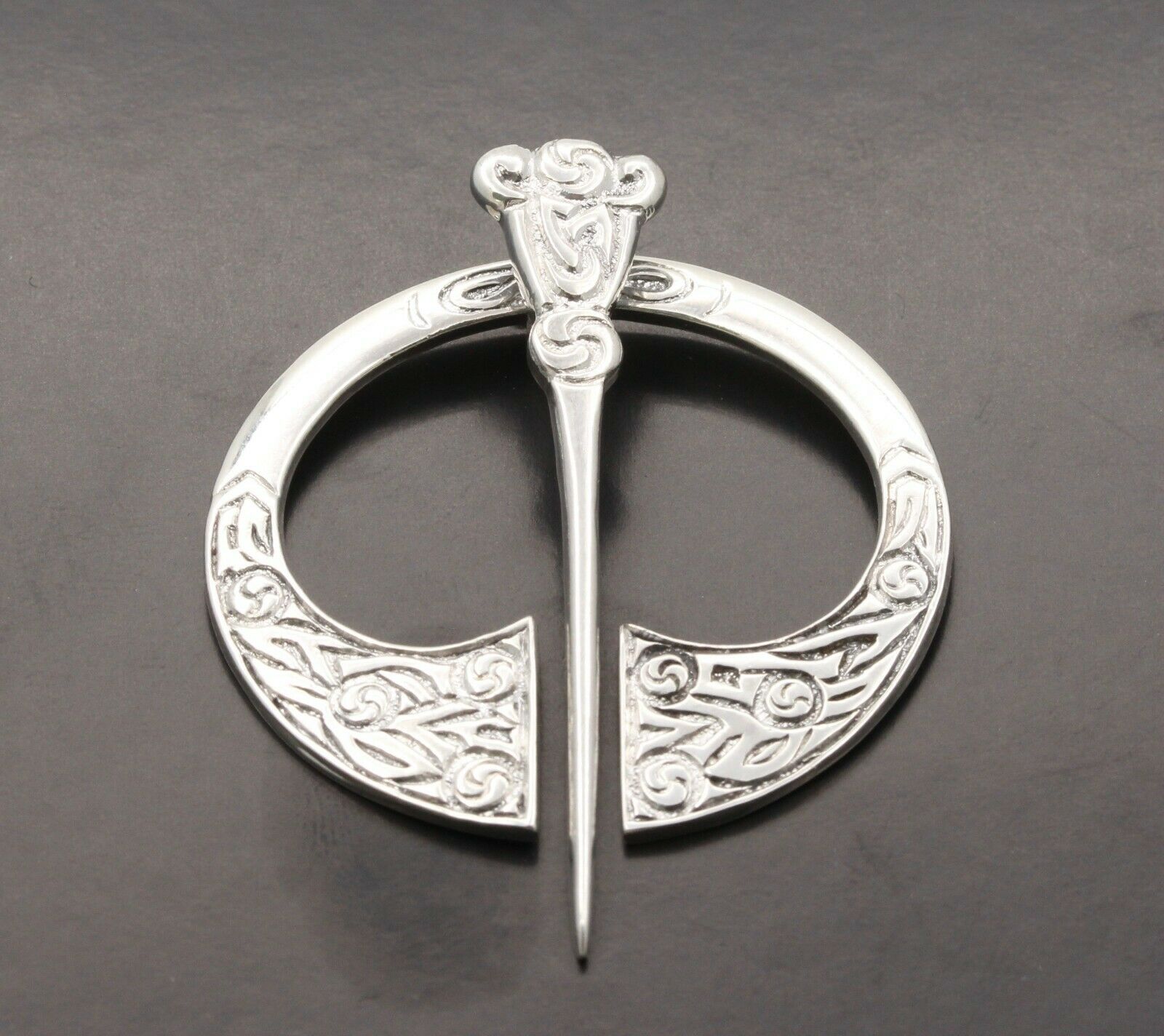 Cool Vintage English Moving Silver Sigil Brooch