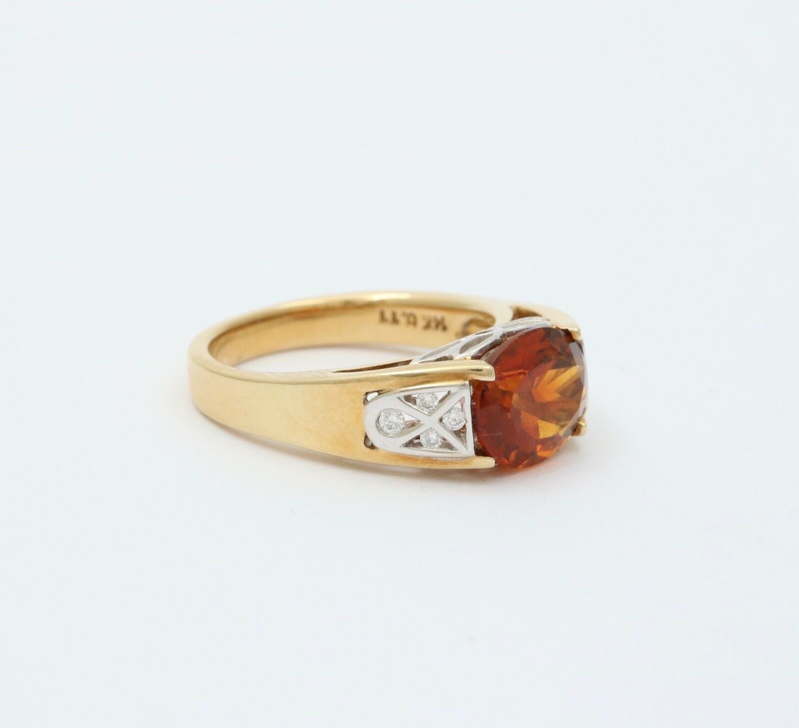Classic 14K Yellow Gold Madeira Citrine Diamond Ring Engagement Ring