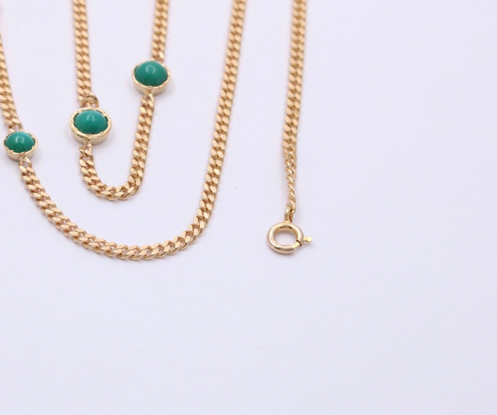 Long Vintage 14k Yellow Gold Chain Necklace, Vintage Curb Link, Guard Lorgnette