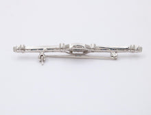 Load image into Gallery viewer, Vintage Art Deco Style 18K White Gold Diamond and Sapphire Bar pin, Brooch
