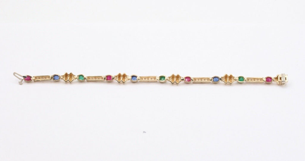 Vintage Unique Multi Stone 14k Yellow Gold Bracelet