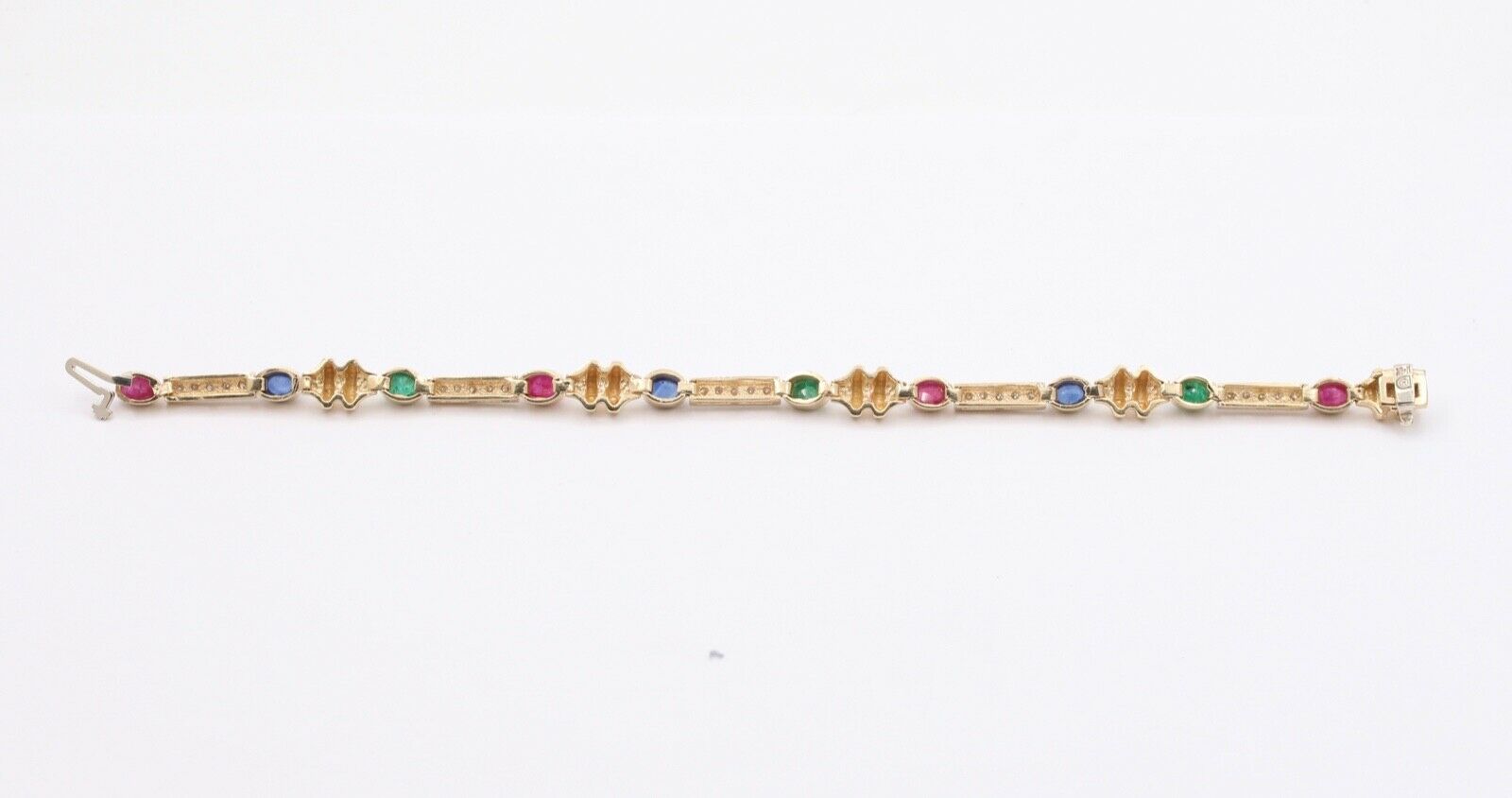 Vintage Unique Multi Stone 14k Yellow Gold Bracelet