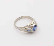 Load image into Gallery viewer, Unique Art Deco Blue Sapphires 18K White Gold Ring
