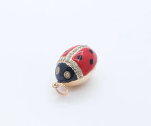 Load image into Gallery viewer, Cute Ladybug 14K Yellow Gold Diamonds Enameled Pendant Charm
