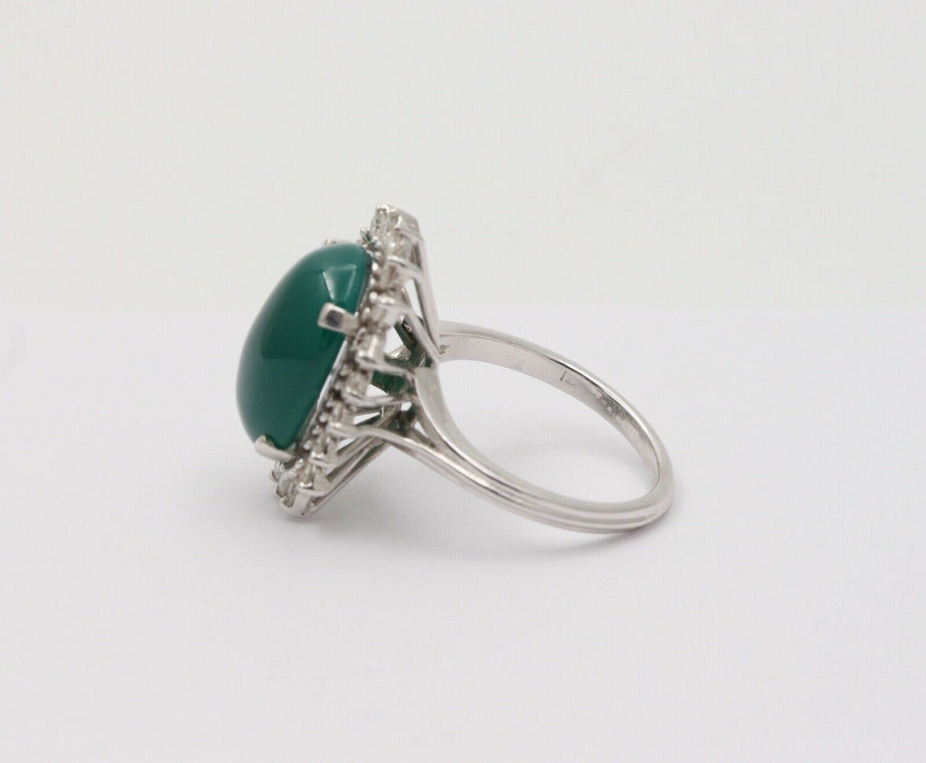 Vintage Statement Cocktail Diamonds Green Stone Ring