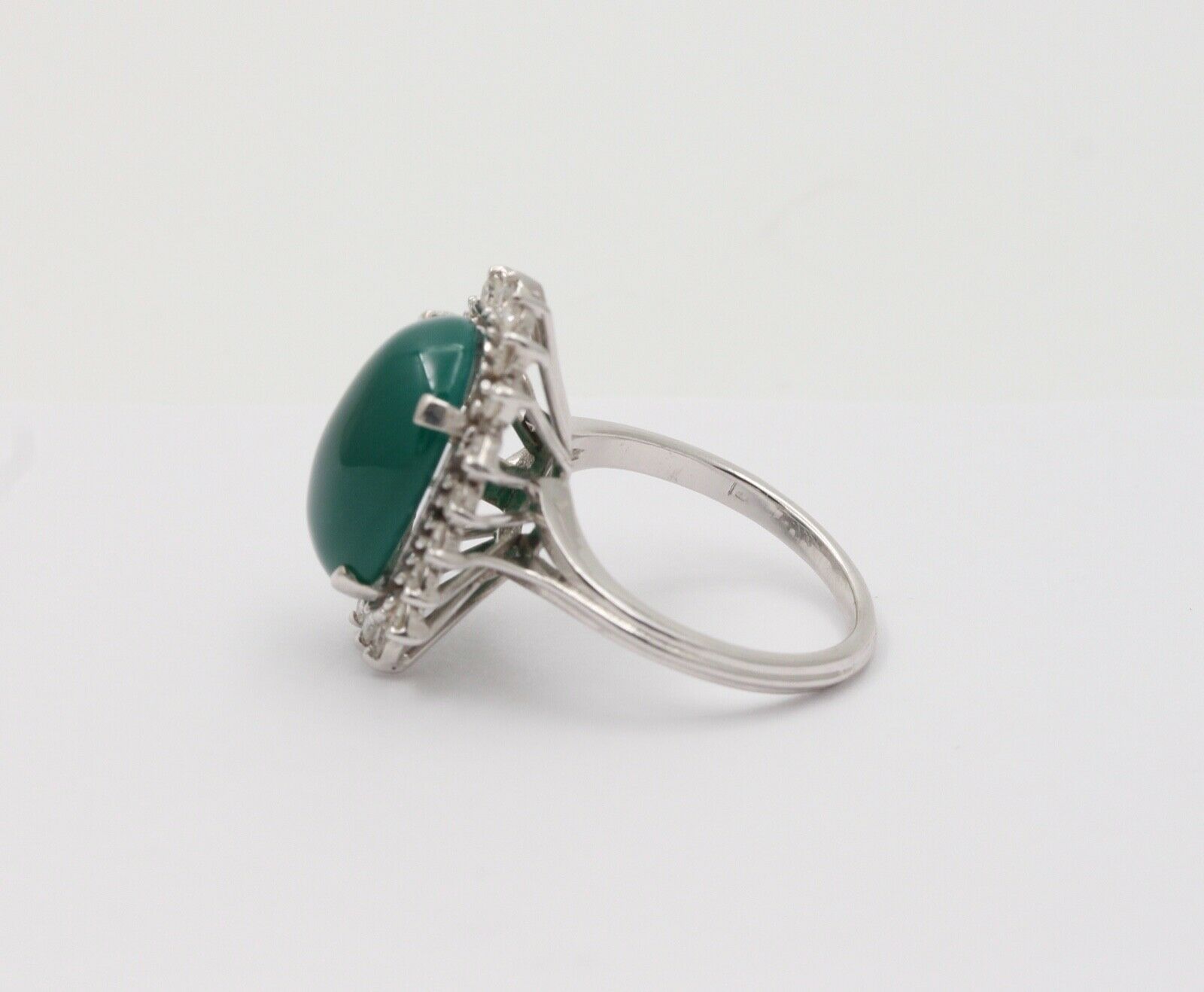Vintage Statement Cocktail Diamonds Green Stone Ring