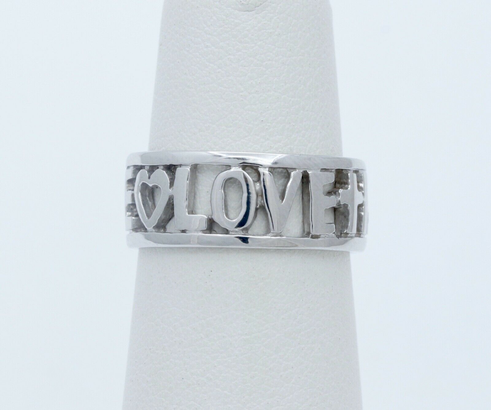Vintage Love Hope Faith 14K White Gold Ring