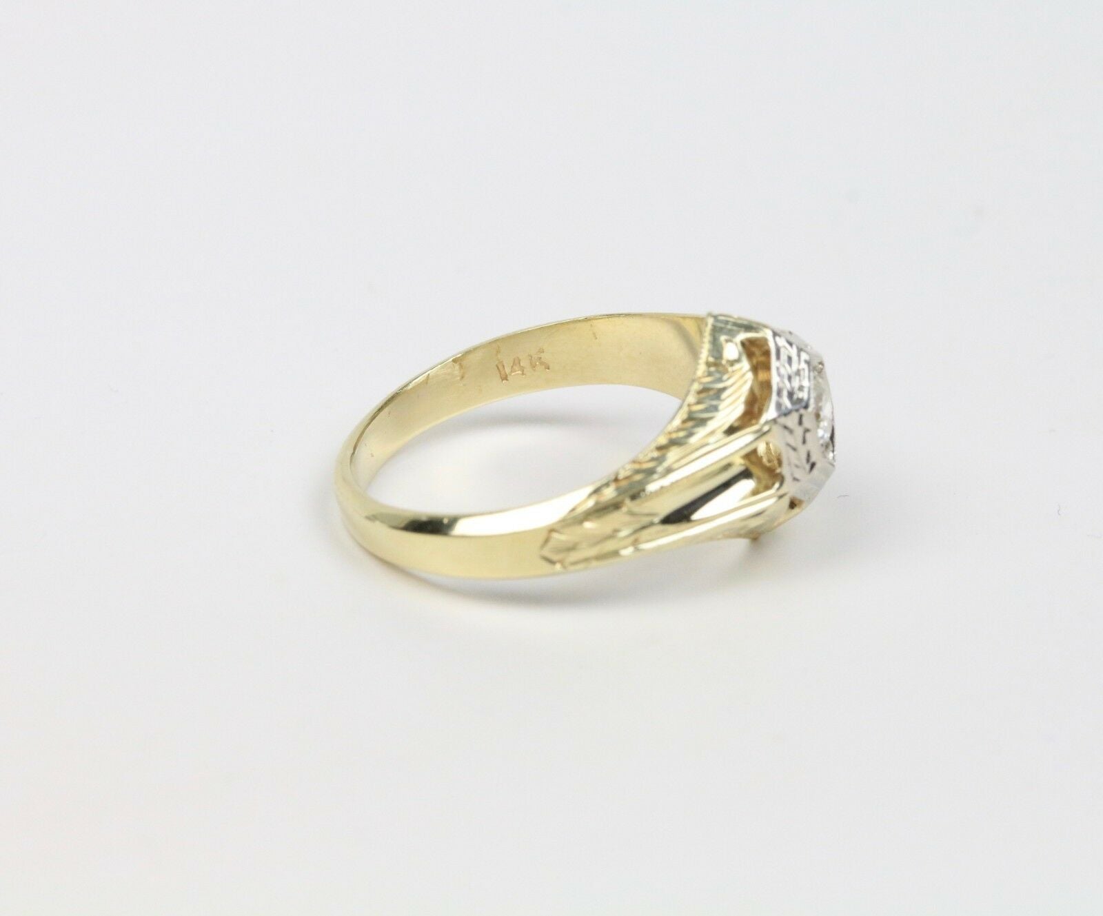 Art Deco Diamond 14K Yellow Gold Engagement Ring