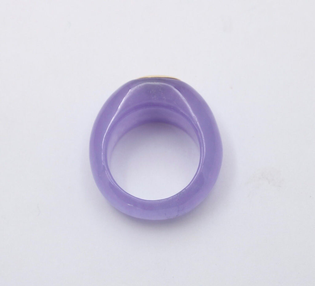 Vintage Purple Jade Amethyst 18K Yellow Gold Ring