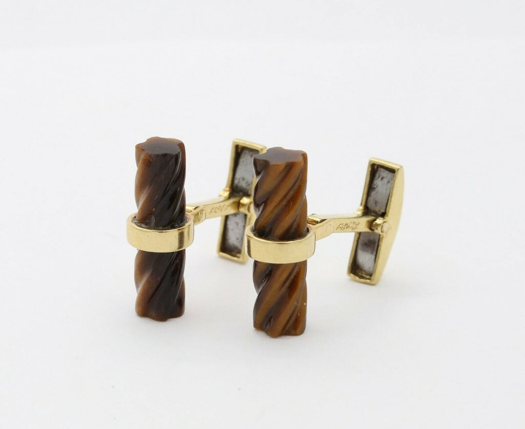 Vintage 18K Yellow Gold Tigers Eye Cufflinks