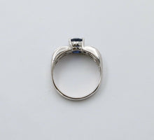 Load image into Gallery viewer, Classic 14K White Gold Sapphire and Diamond Ring Band, Engagement Ring.
