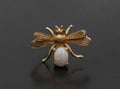 Vintage 14K Yellow Gold Opal Bee Brooch