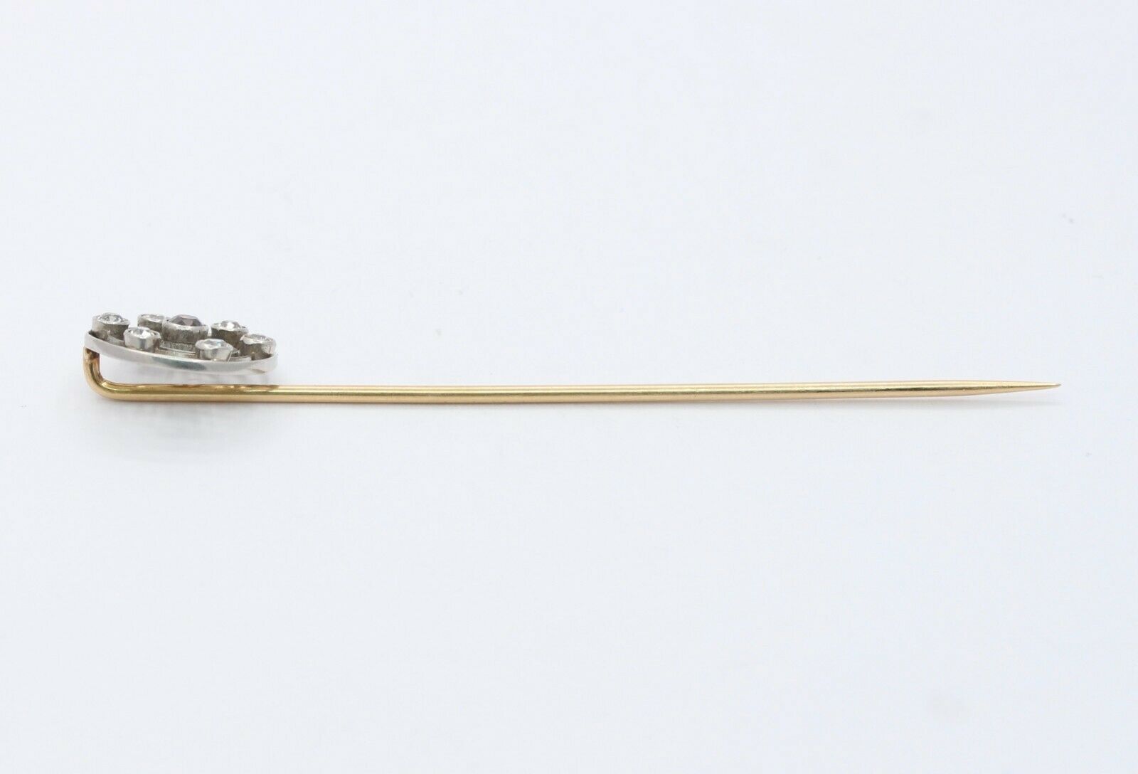 Victorian Platinum and 14K Yellow Gold Diamond Stick Pin