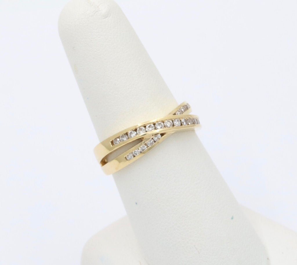 Vintage Crossover Diamonds 14K Yellow Gold Ring